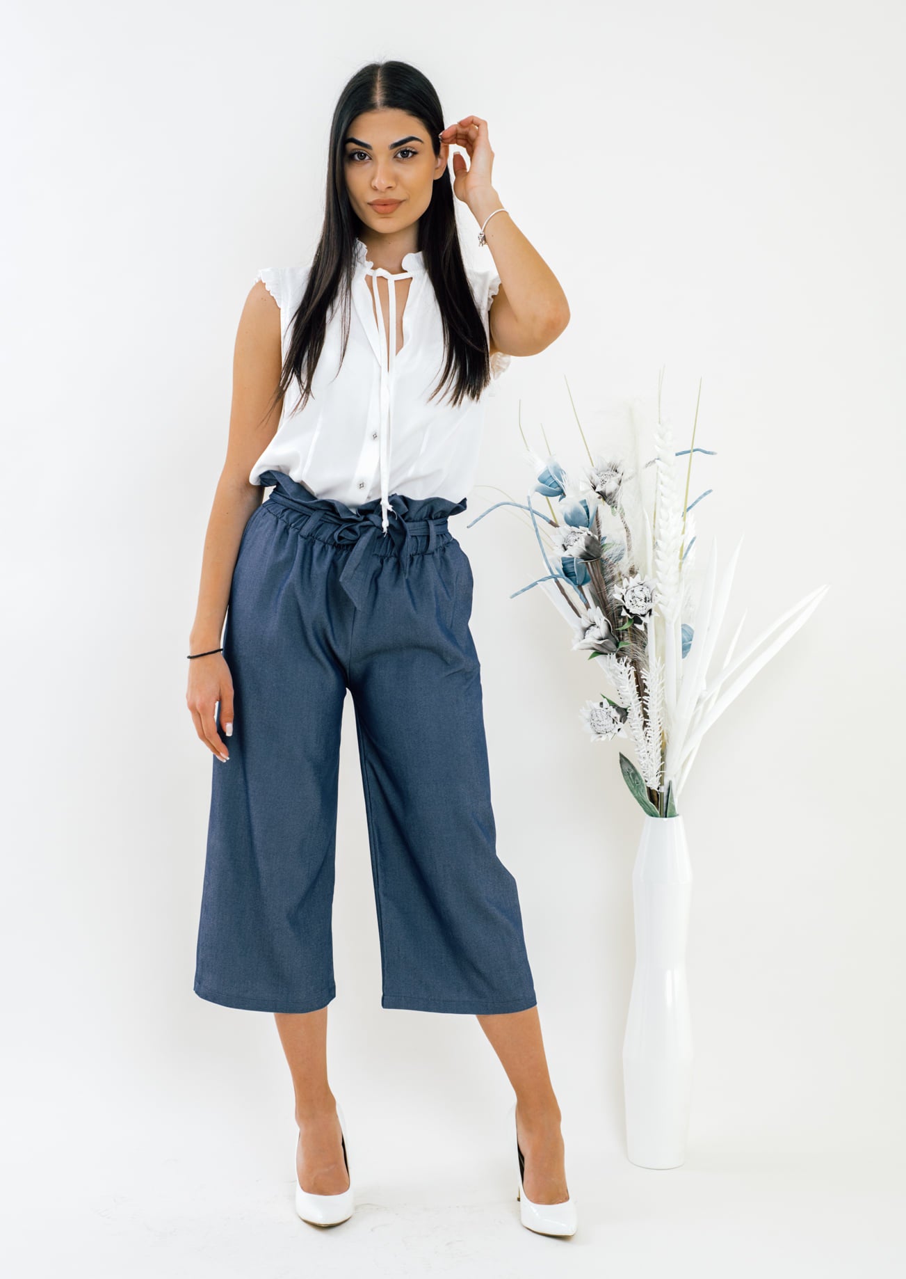 Πουκάμισο αμάνικο με βολάν