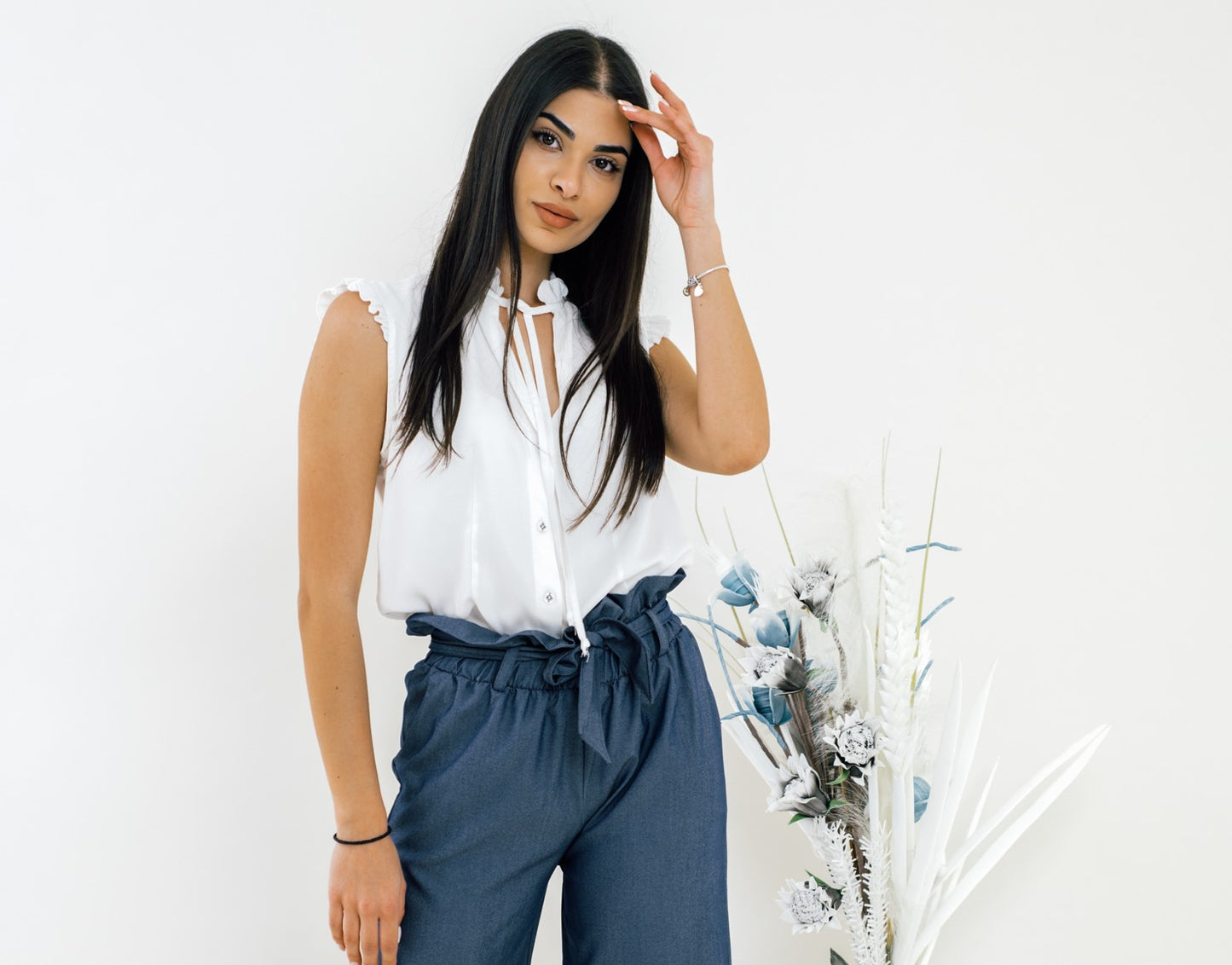 Πουκάμισο αμάνικο με βολάν