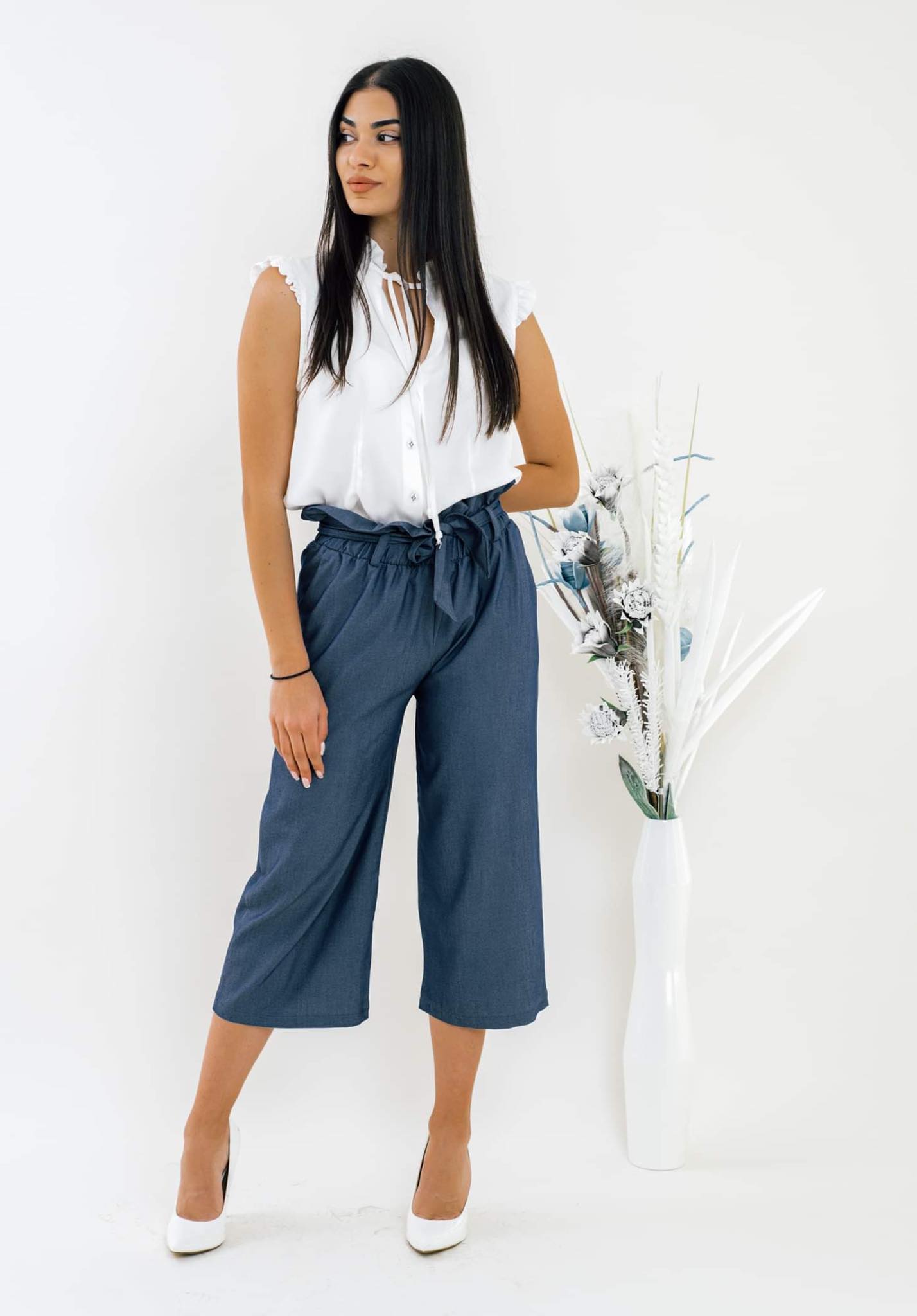 Πουκάμισο αμάνικο με βολάν