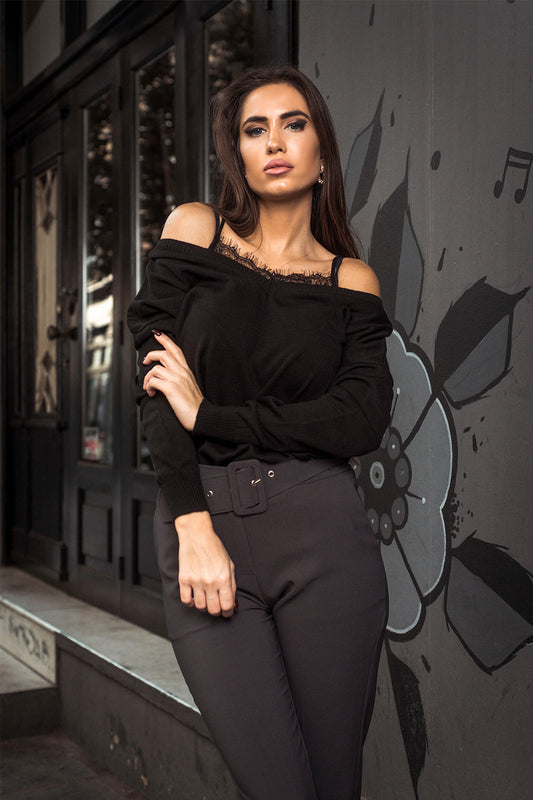 Μπλούζα πλεκτή με δανδέλα