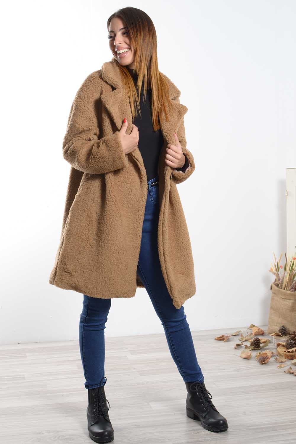 Παλτό midi μπουκλέ oversized