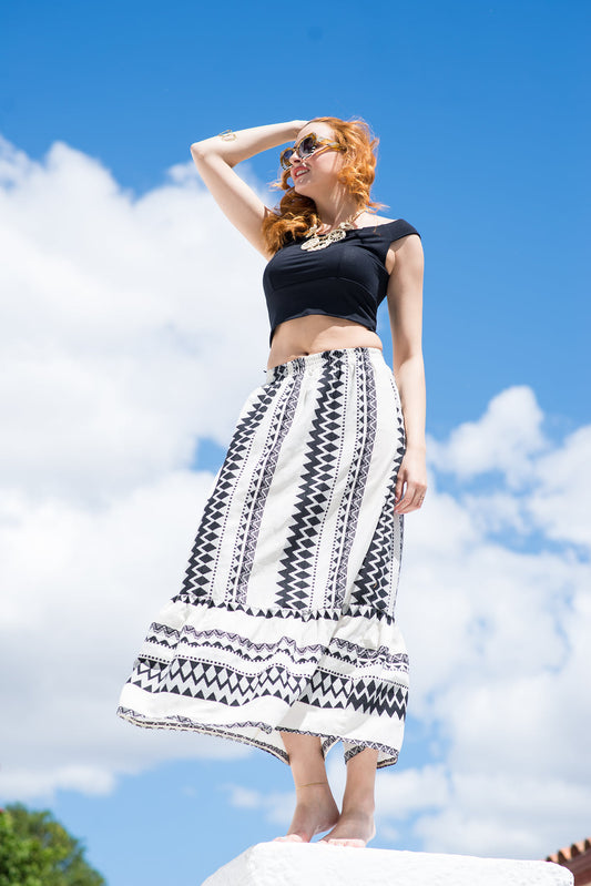 Φούστα maxi με μοτίβα