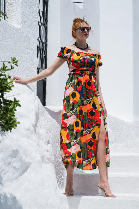 Φόρεμα maxi εμπριμέ