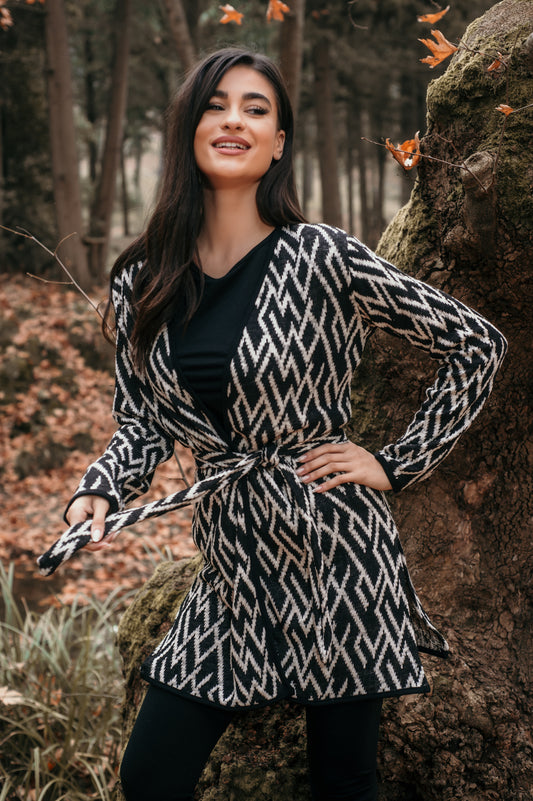 Ζακέτα ημιμάλλινη με ζωνάκι