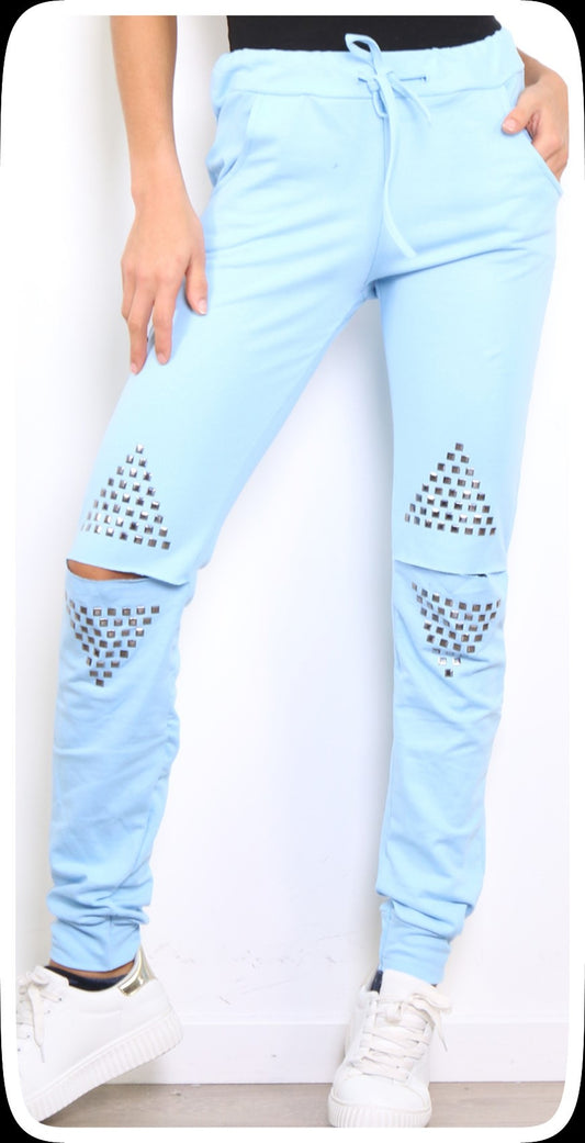 Παντελόνι βαμβακερό με τρουκς και σκισίματα