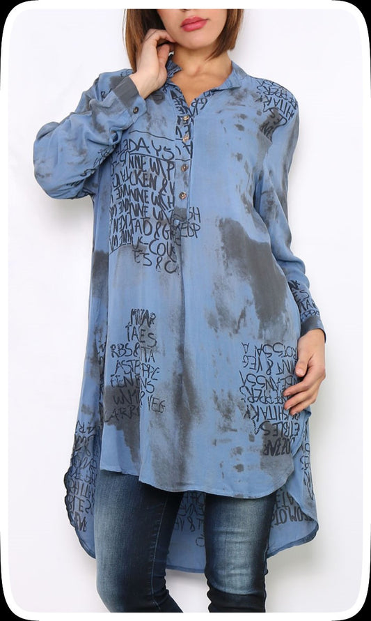 Πουκαμίσα ασύμμετρη εμπριμέ