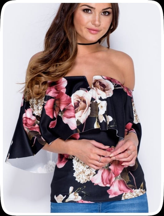 Μπλούζα strapless floral