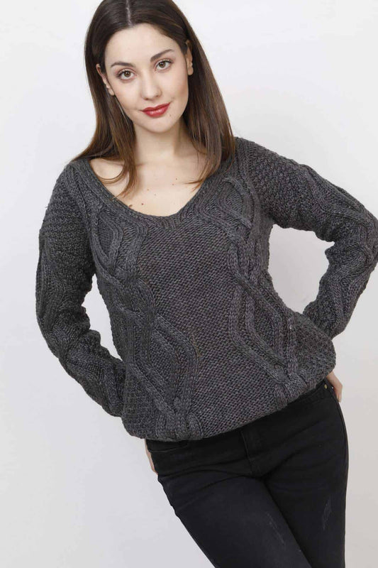 Μπλούζα πλεκτή με πλεξούδες