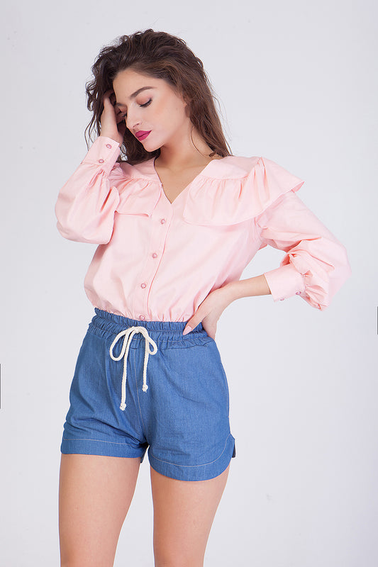 Πουκάμισο βαμβακερό με βολάν