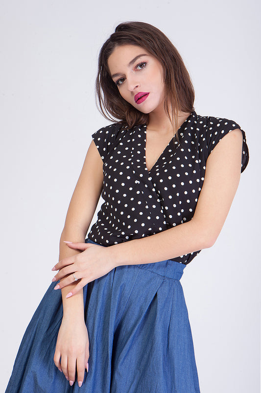 Κορμάκι αμάνικο πουά