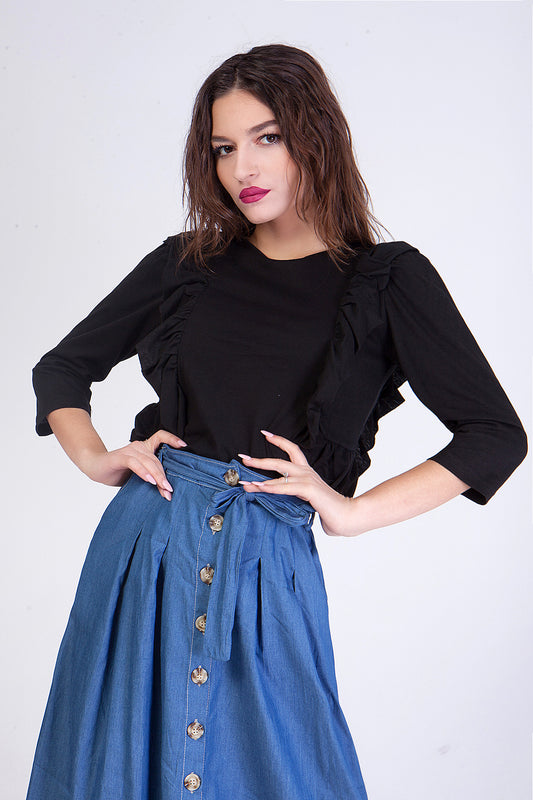 Μπλούζα βαμβακερή με βολάν