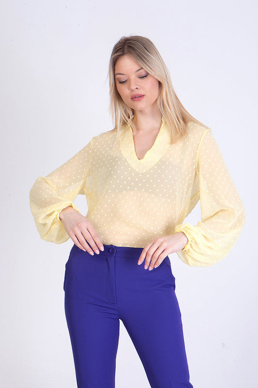 Μπλούζα ημιδιαφανής πουά