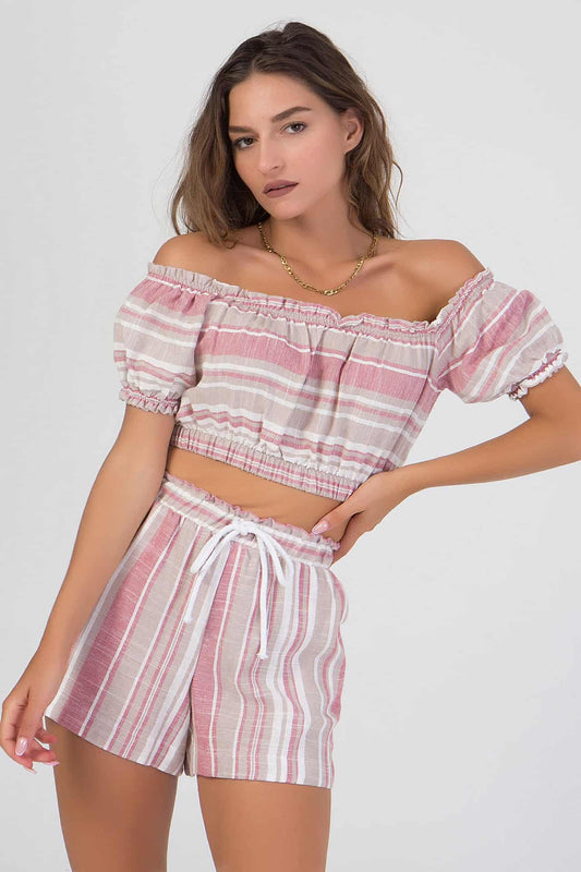 Σετ top & shorts ριγέ