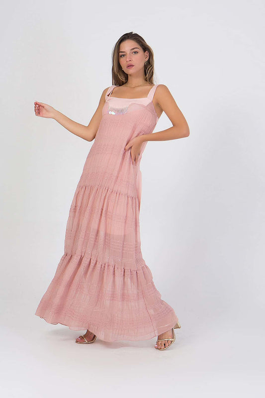 Φόρεμα maxi βραδινό διάφανο