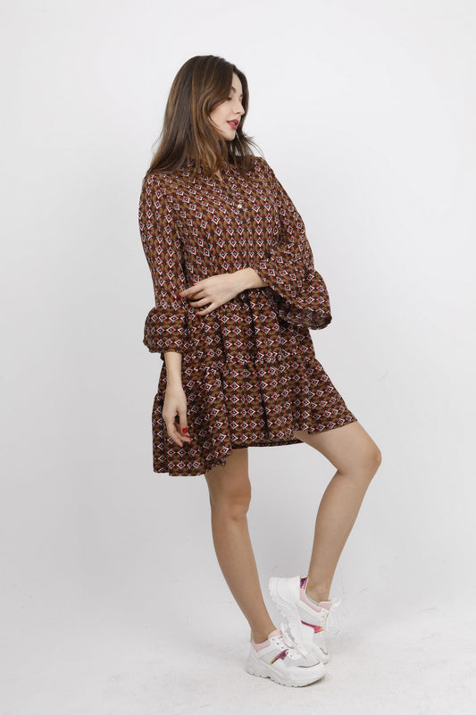 Φόρεμα εμπριμέ mini σε Α γραμμή