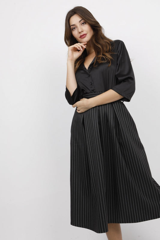 Φούστα ριγέ σε Α γραμμή με ζώνη