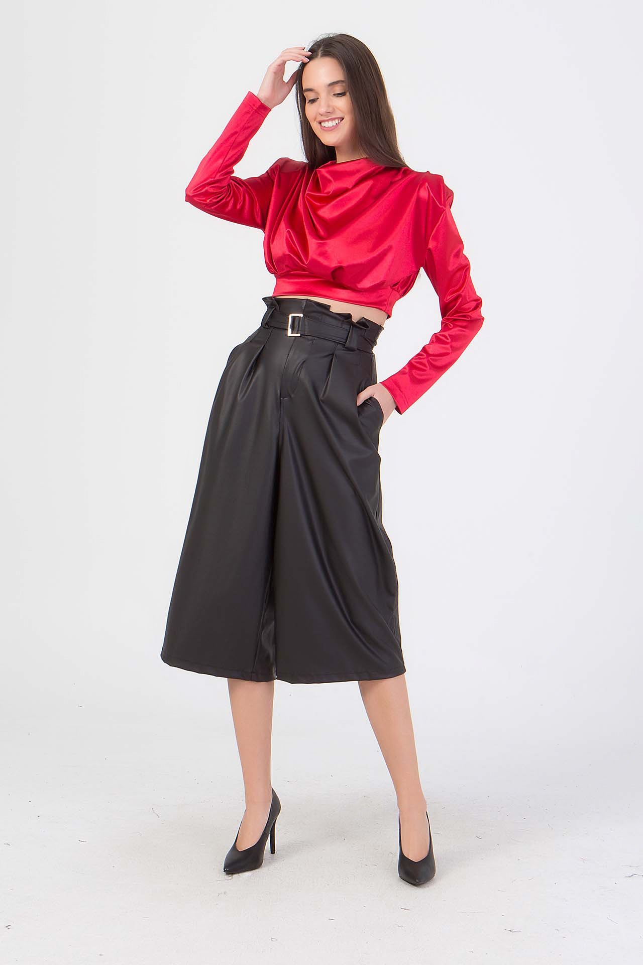 Ζιπ κιλότ δερματίνης