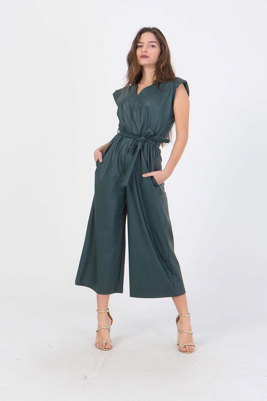 Ολόσωμη ζιπ κιλότ δερματίνης