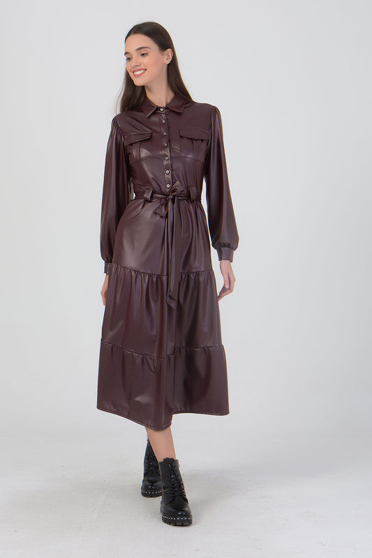 Φόρεμα σεμιζιέ δερματίνης