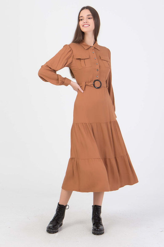 Φόρεμα σαφάρι με ζώνη