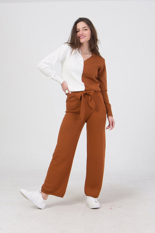 Σετ πλεκτό μπλούζα - παντελόνι