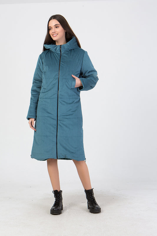 Παλτό κοτλέ με κουκούλα