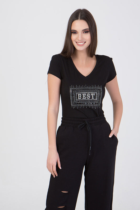 Μπλουζάκι printed με strass