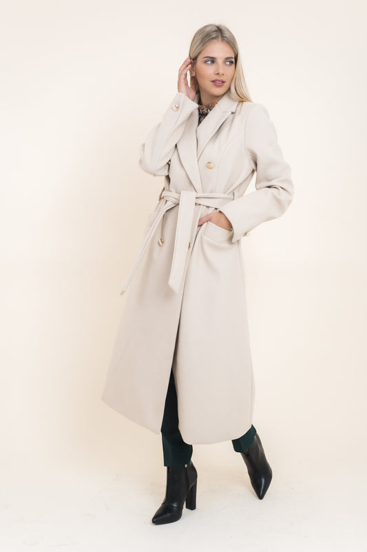 Παλτό μάλλινο με ζώνη