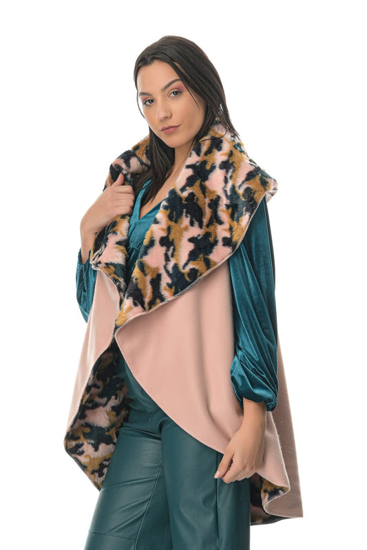 Γιλέκο με γούνα animal printed