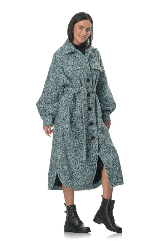 Παλτό μπουκλέ με ζώνη