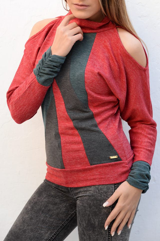 Μπλούζα πλεκτή με ανοίγματα στους ώμους