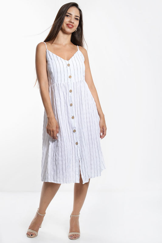 Φόρεμα midi σεμιζιέ ριγέ