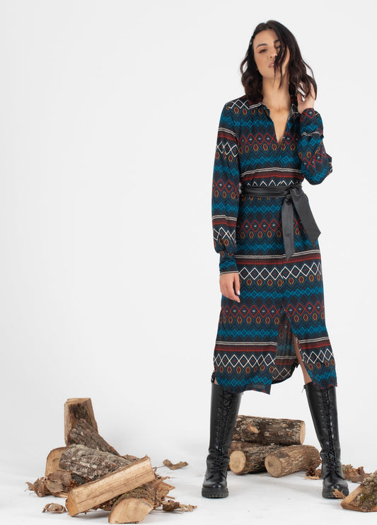 Φόρεμα midi εμπριμέ