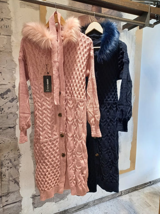 Ζακέτα πλεκτή με κουκούλα