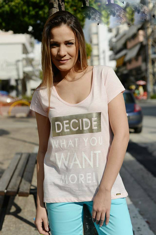 Top βαμβακερό κοντομάνικο με στάμπα