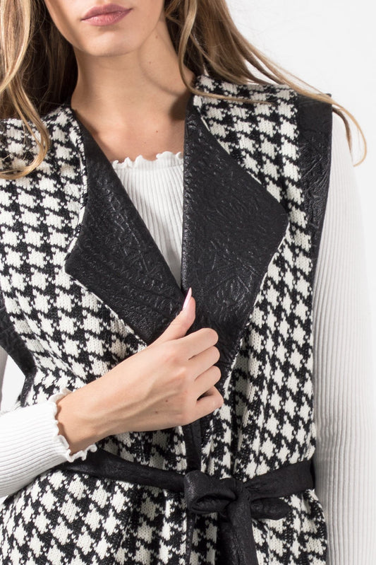 Καζάκα πλεκτή με σχέδιο pied de poule