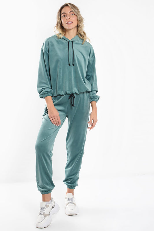 Σετ φόρμας βελουτέ μπλούζα - παντελόνι