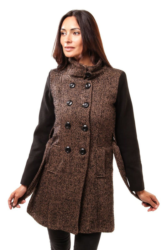 Ημίπαλτο με ψηλό λαιμό και διχρωμία