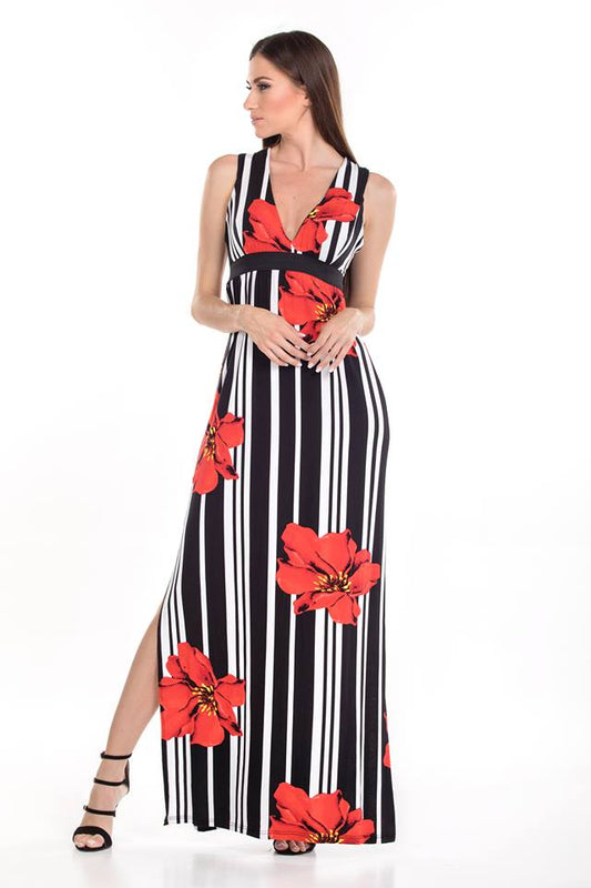 Φόρεμα maxi floral με Χ στην πλάτη