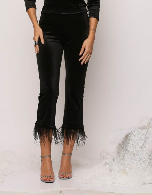 Παντελόνι cropped βελουτέ detailed