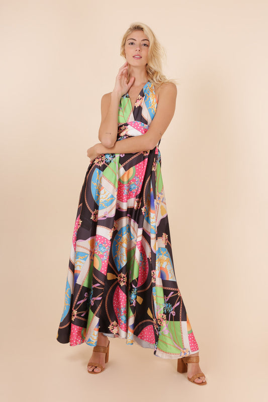 Φόρεμα maxi floral εξώπλατο