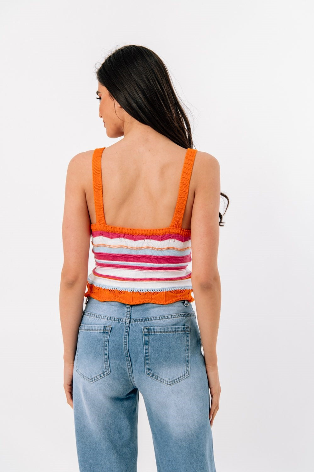 Top cropped πλεκτό ριγέ