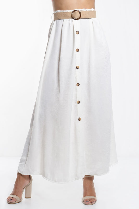 Φούστα maxi με ψάθινη ζώνη