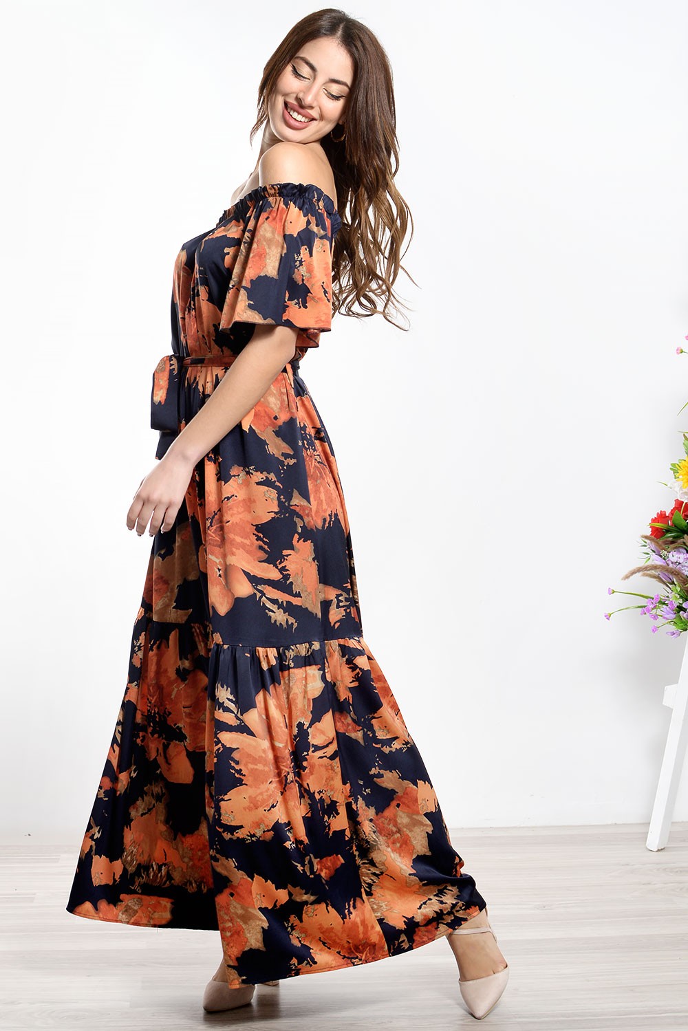 Φόρεμα maxi satin floral