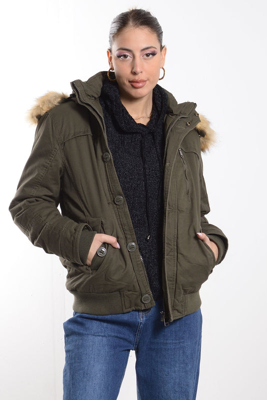 Μπουφάν υφασμάτινο με κουκούλα