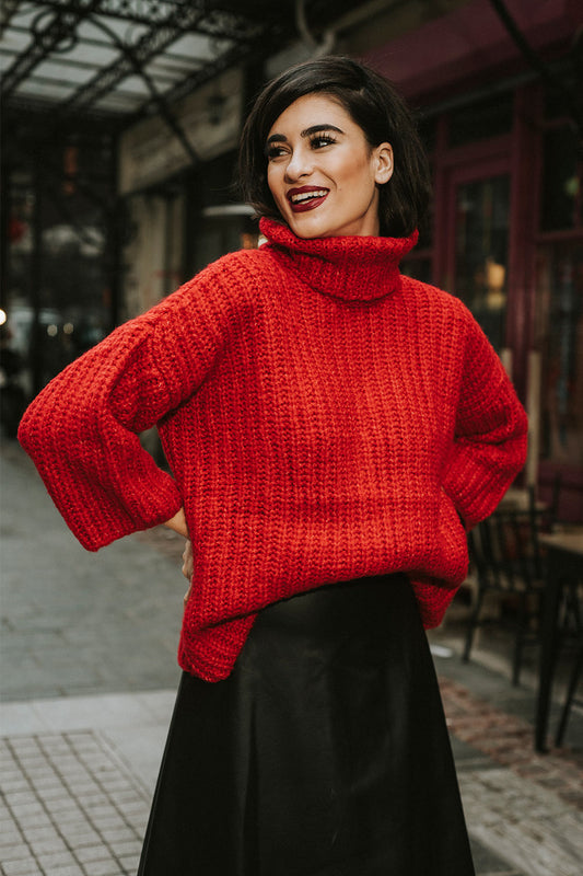 Πλεκτή μπλούζα μάλλινη κασμίρ