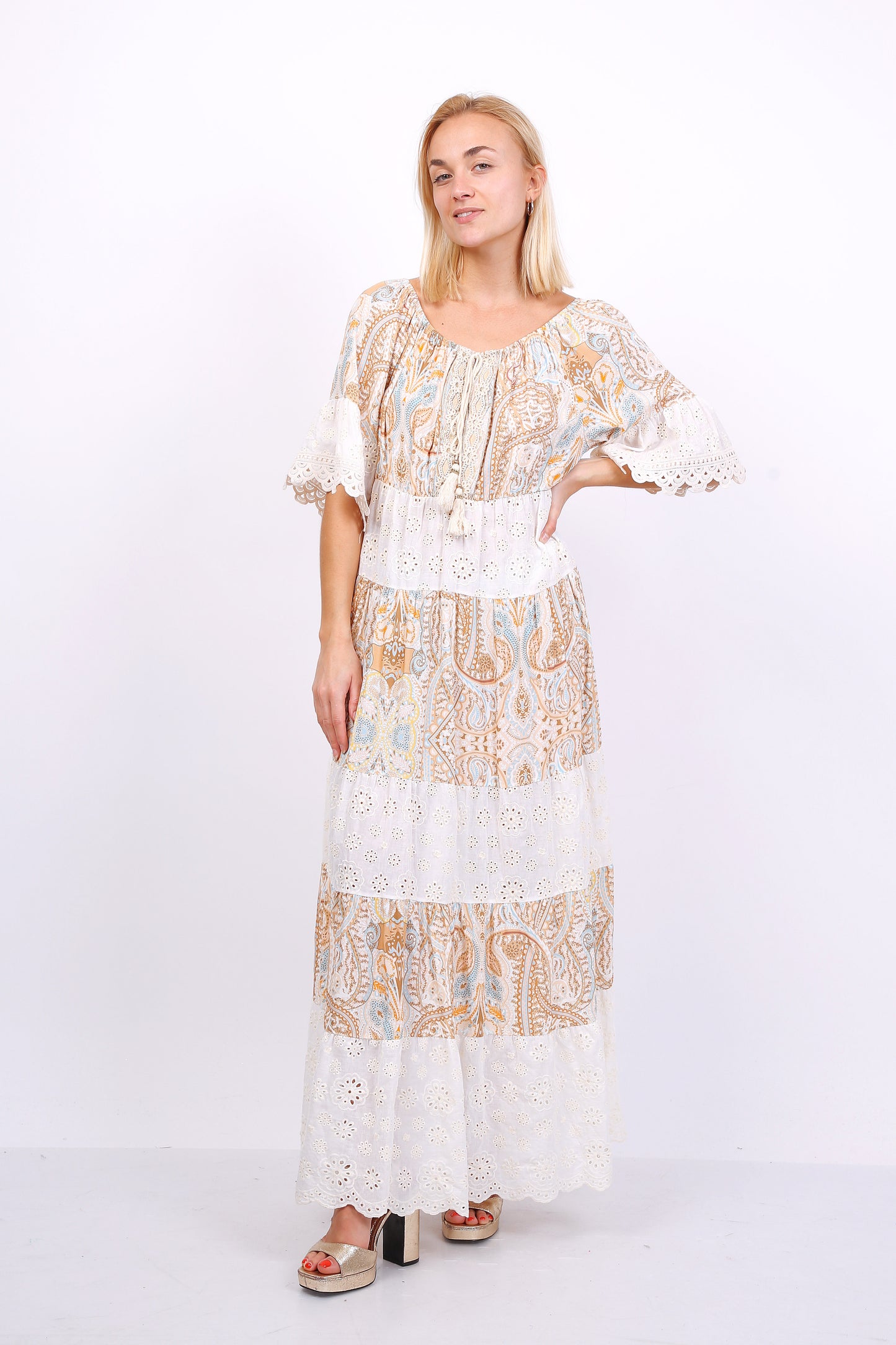 Φόρεμα maxi boho με κέντημα