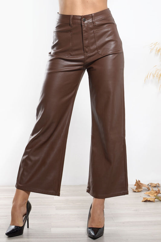 Παντελόνα δερματίνης καμπάνα