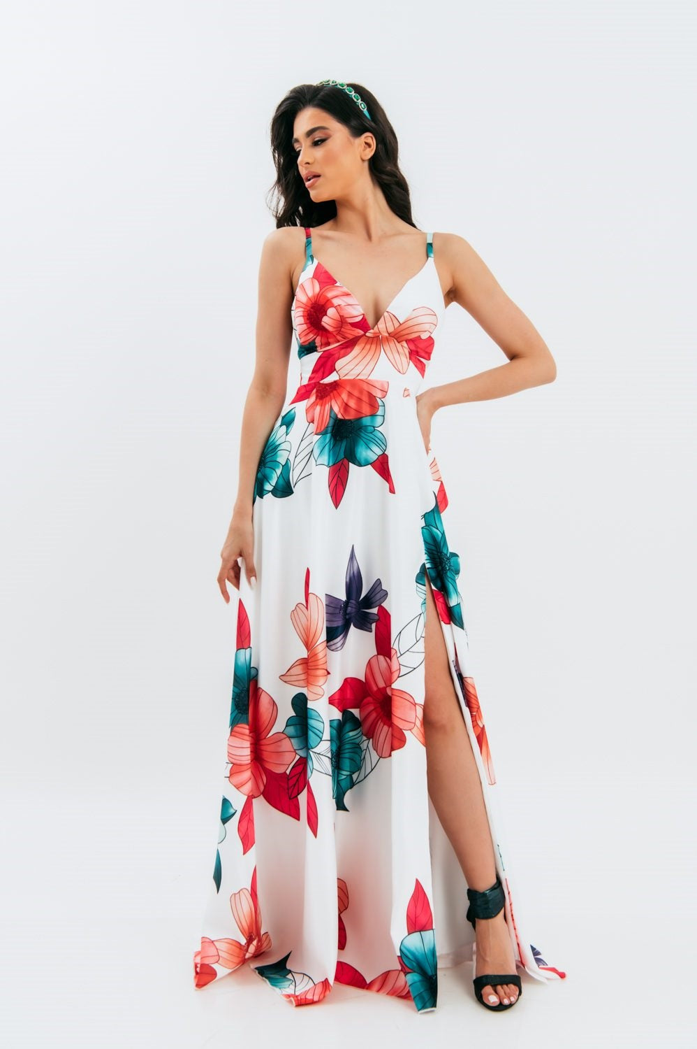 Φόρεμα maxi floral cocktail