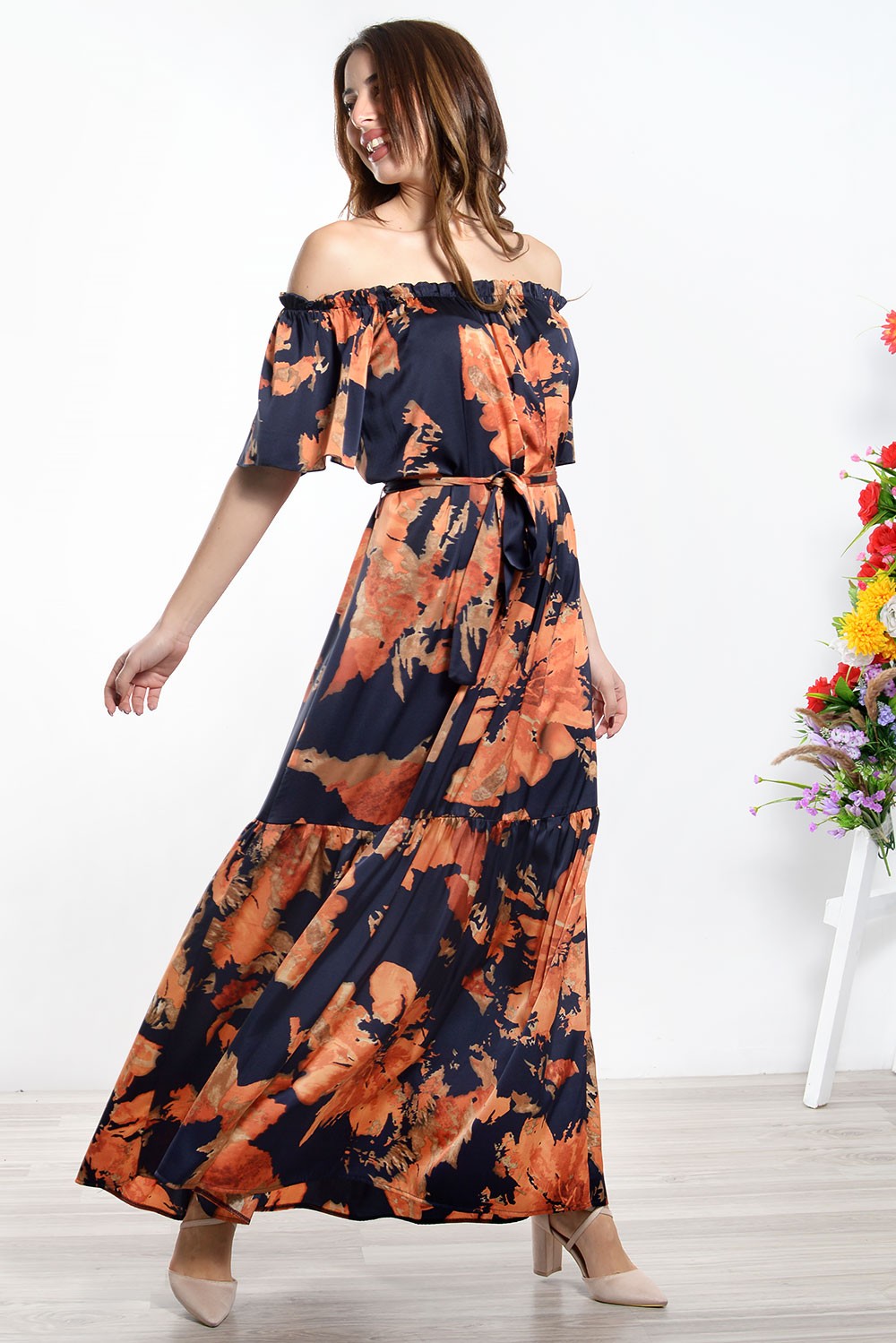 Φόρεμα maxi satin floral